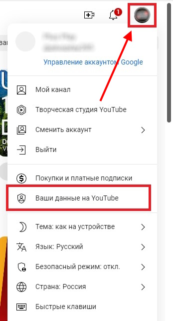 ваши данные на ютуб