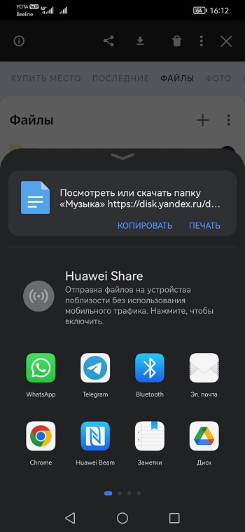варианты для расшаривания файла